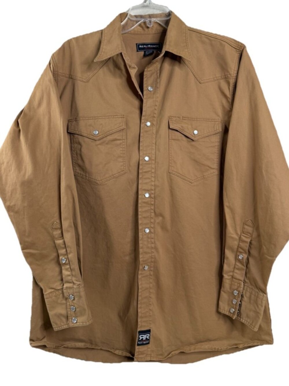 Real Ranch Wear LT Large Tall Pearl Snap Long Sleeve Heavyweight Shirt Brown EUC